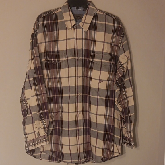 Men's Roper Beige and Brown Plaid Shirt - Picture 1 of 11